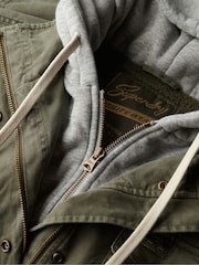 Superdry Green Jersey Hood Military Borg Jacket - Image 8 of 8