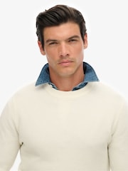 Superdry White Light Weight Cotton Texture Jumper - Image 4 of 6