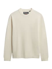 Superdry White Light Weight Cotton Texture Jumper - Image 6 of 6