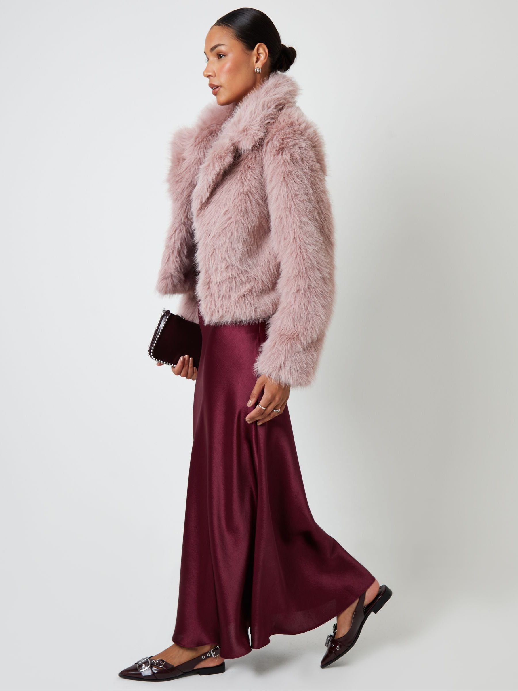 Buy Pink - Threadbare Cropped Faux Fur Coat from Next Romania