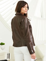 Sosandar Brown Biker Jacket - Image 4 of 5