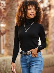 Sosandar Black Roll Neck Jumper - Image 1 of 5