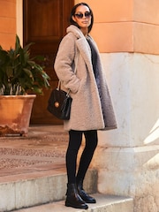 Sosandar Natural Super Cosy Borg Coat - Image 1 of 5