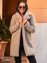 Sosandar Natural Super Cosy Borg Coat - Image 2 of 5