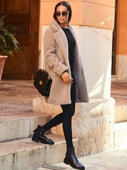 Sosandar Natural Super Cosy Borg Coat - Image 4 of 5