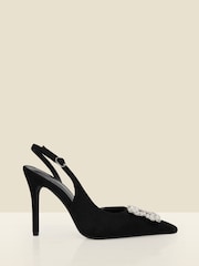Sosandar Black Slingback With Rhinestone Detail Heels - Image 2 of 4