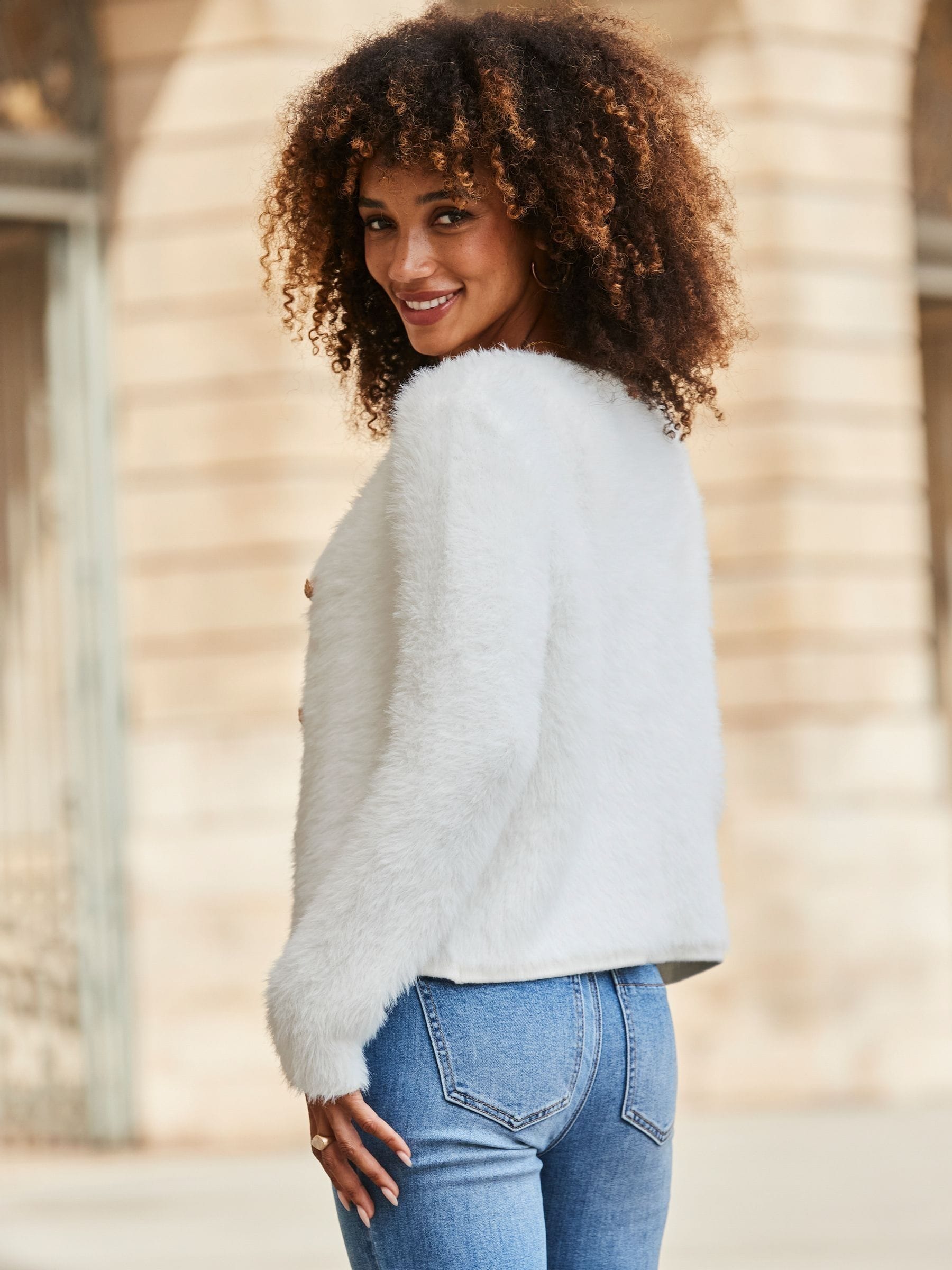 Buy Sosandar Cream Super Soft Fluffy Knit Cardigan from Next USA