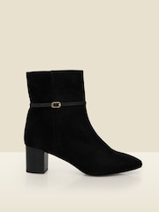Sosandar Brown Suede Buckle Detail Ankle Boots - Image 1 of 4