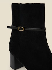 Sosandar Brown Suede Buckle Detail Ankle Boots - Image 4 of 4