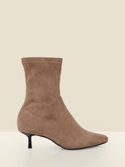 Sosandar Brown Faux Suede Ankle Boots - Image 1 of 4