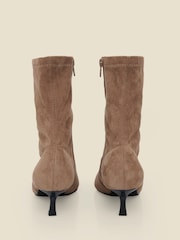 Sosandar Brown Faux Suede Ankle Boots - Image 3 of 4