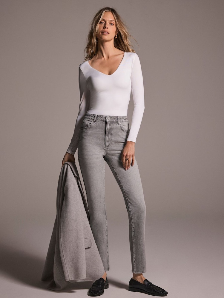 Mint Velvet Grey Mid Rise Slim Jeans - Image 1 of 7