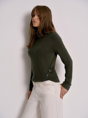 Mint Velvet Green Button Detail Top - Image 1 of 5