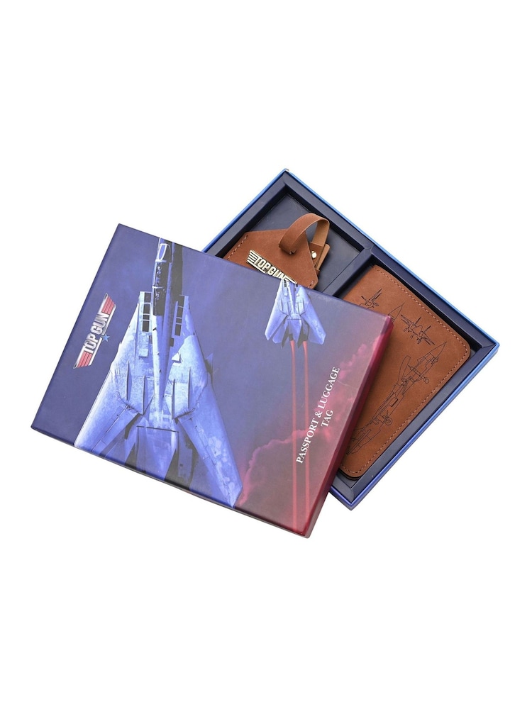 Widdop Brown Top Gun Passport Holder & Luggage Tag - Image 4 of 4
