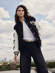 Mint Velvet Black Varsity Bomber Jacket - Image 5 of 9