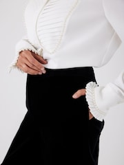 Mint Velvet Black Velvet Wide Trousers - Image 4 of 7