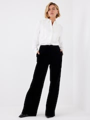 Mint Velvet Black Velvet Wide Trousers - Image 5 of 7