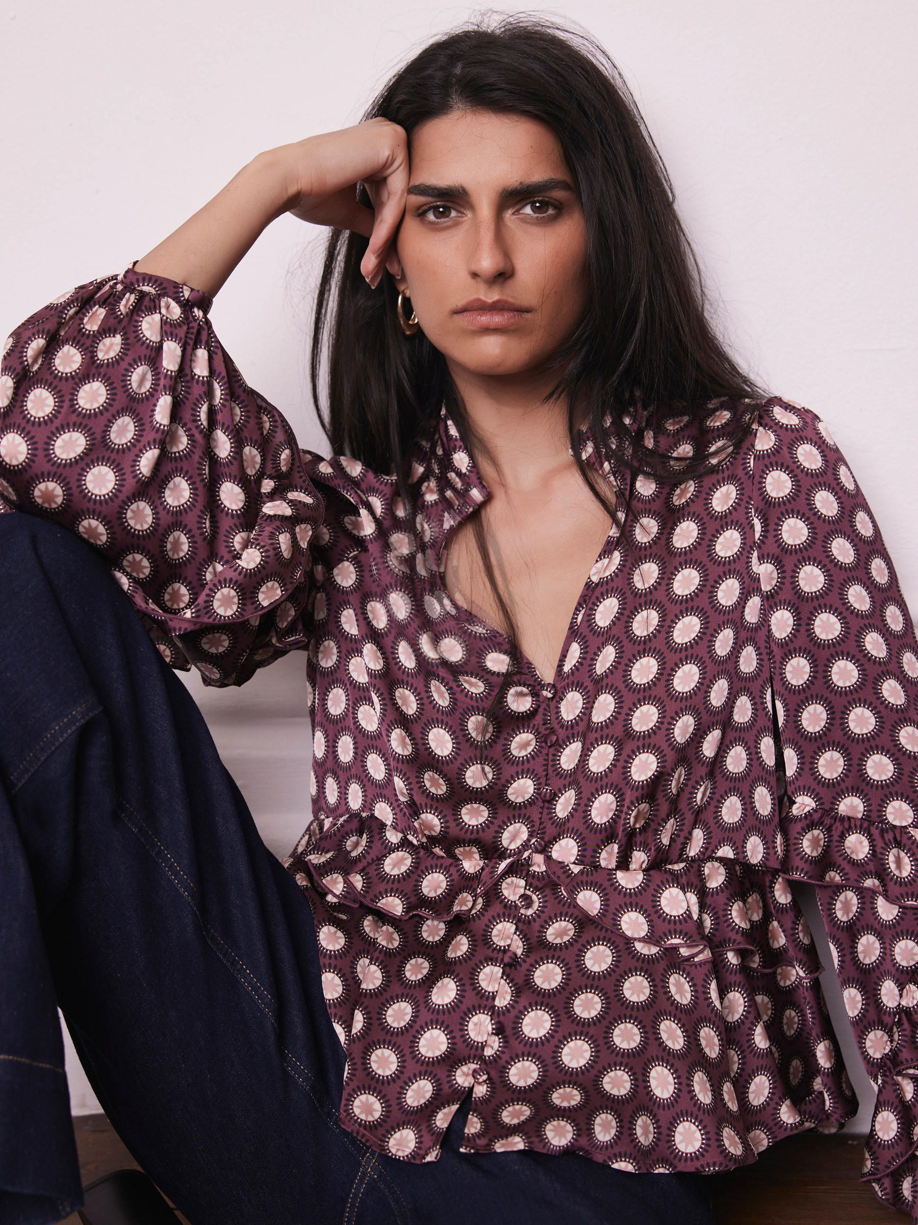 Buy Mint Velvet Red Burgundy Geometric Print Top from Next Canada