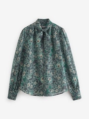 Mint Velvet Green Green Floral Print Tie Neck Blouse - Image 1 of 1