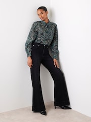 Mint Velvet Green Floral Print Tie Neck Blouse - Imagen 3 de 8
