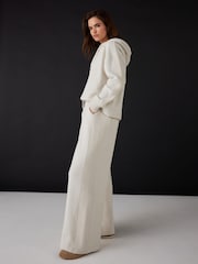 Mint Velvet White Knit Wide Leg Joggers - Image 1 of 6