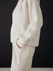 Mint Velvet White Knit Wide Leg Joggers - Image 3 of 6