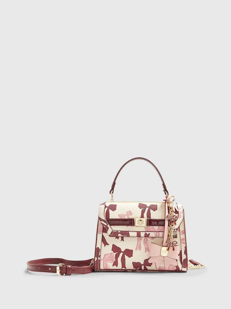 River Island Cream Mini Bow Tote Cross-Body Bag - Image 1 of 5