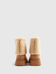 River Island Brown Embroidered Borg Cuff Boots - Image 3 of 5