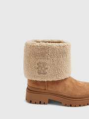 River Island Brown Embroidered Borg Cuff Boots - Image 5 of 5