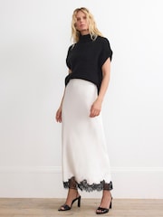Mint Velvet Cream Lace Satin Slip Skirt - Image 2 of 7