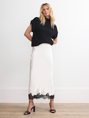 Mint Velvet Cream Lace Satin Slip Skirt - Image 5 of 7