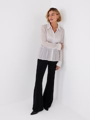 Mint Velvet Natural Satin Panel Shirt - Image 3 of 7