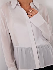 Mint Velvet Natural Satin Panel Shirt - Image 5 of 7