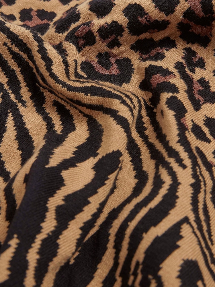 River Island Brown Light Triangle  Animal Print Scarf - Image 2 of 2