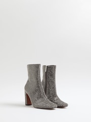 River Island All Over Embellished Heatseal Calf Boots - صورة 3 من 5