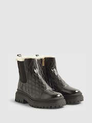 River Island Black Fur Lined Quilted Chelsea Boots - Image 2 of 5