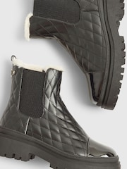 River Island Black Fur Lined Quilted Chelsea Boots - Image 4 of 5