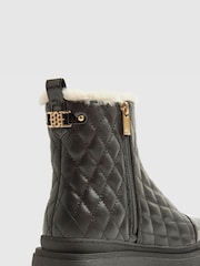 River Island Black Fur Lined Quilted Chelsea Boots - Image 5 of 5
