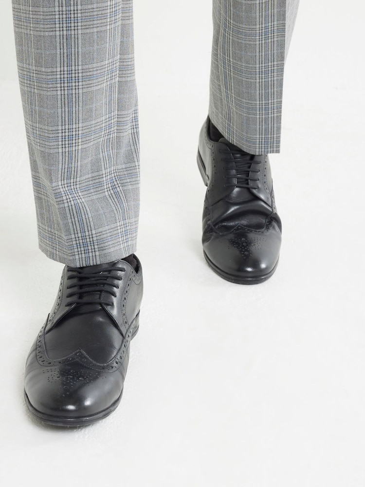 River Island Black Leather Derby Brogue Shoes - Image 1 of 6