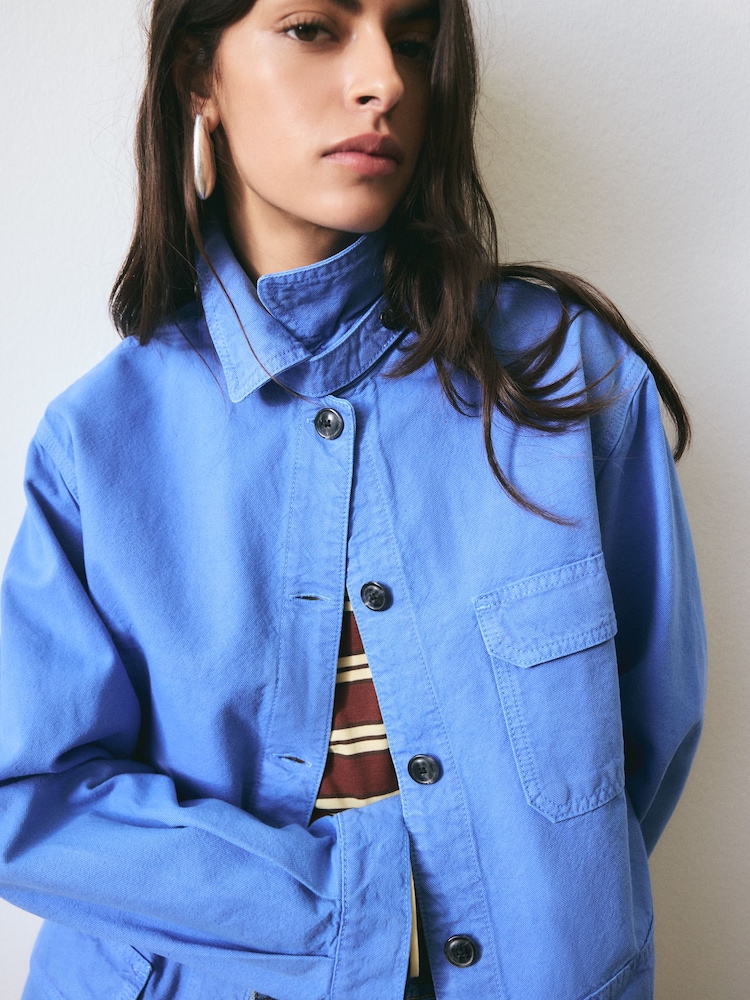 BHOEM Blue Washed Utility Canvas Jacket - Image 2 of 5 BHOEM Blue Washed Utility Canvas Jacket - Image 2 of 5