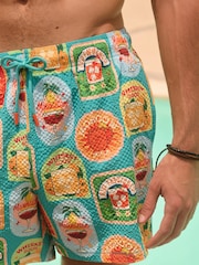 Suport albastru pentru băuturi - Seersucker 5 inch Swim Shorts - Imaginea 4 din 5
