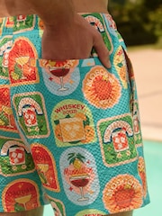 Blue Drink Mat - Seersucker 5 inch Swim Shorts - Obraz 6 z 9