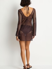 Sea Level Brown Castaway Mesh Cover-Up - Image 3 of 6
