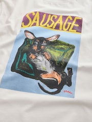 Cream Frankie Thorpe Sausage Dog Oversized License Graphic T-Shirt (3-16yrs) - Image 8 of 8