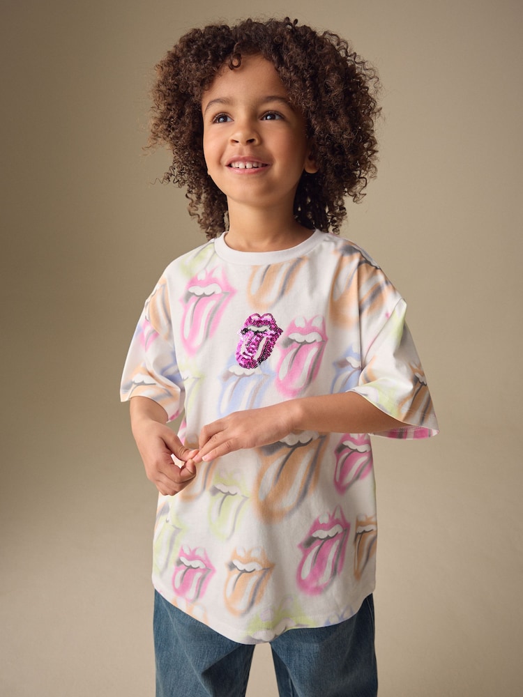 Multi Rainbow Sequin The Rolling Stones Band T-Shirt (3-16yrs) - Image 1 of 4