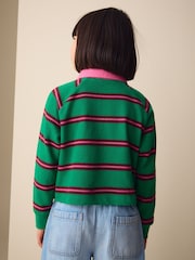 Green & Pink Stripe Long Sleeve Rugby Top (3-16yrs) - Image 2 of 4