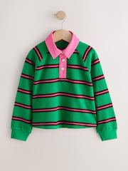 Green & Pink Stripe Long Sleeve Rugby Top (3-16yrs) - Image 5 of 8