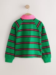 Green & Pink Stripe Long Sleeve Rugby Top (3-16yrs) - Image 6 of 8