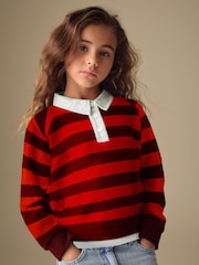 Brown & Orange Stripe Long Sleeve Rugby Top (3-16yrs) - Image 2 of 4