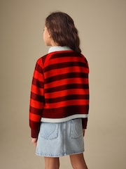 Brown & Orange Stripe Long Sleeve Rugby Top (3-16yrs) - Image 3 of 4
